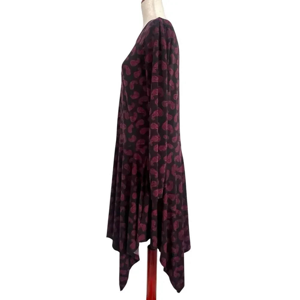 Michael Kors Dropped Waist Dress Women’s Sz M Dark Ruby Paisley Print NWT Boho